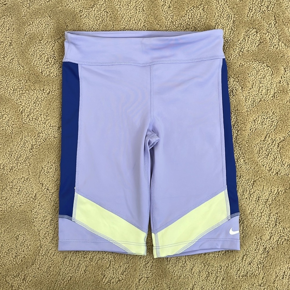 Nike Dri-Fit Shorts. Purple and green. Medium.
